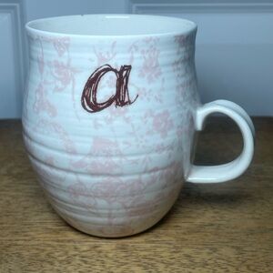 Anthropologie Homegrown Monogram
Initial "a" Mug with Pink Floral Design